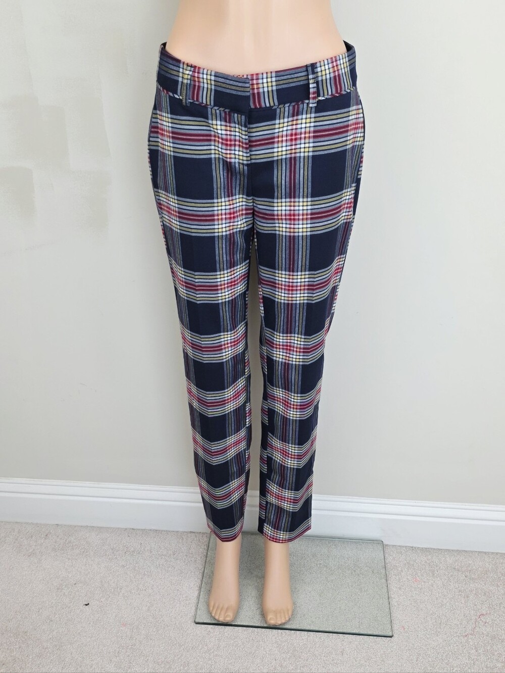Crown & Ivy navy plaid red and yellow Ankle  Skinny Pants